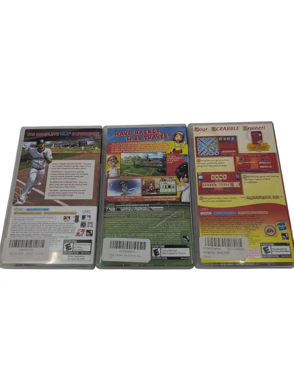 Sony PSP Sports Game Lot Major League Baseball 2K8 Hot Shots Tennis Scrabble